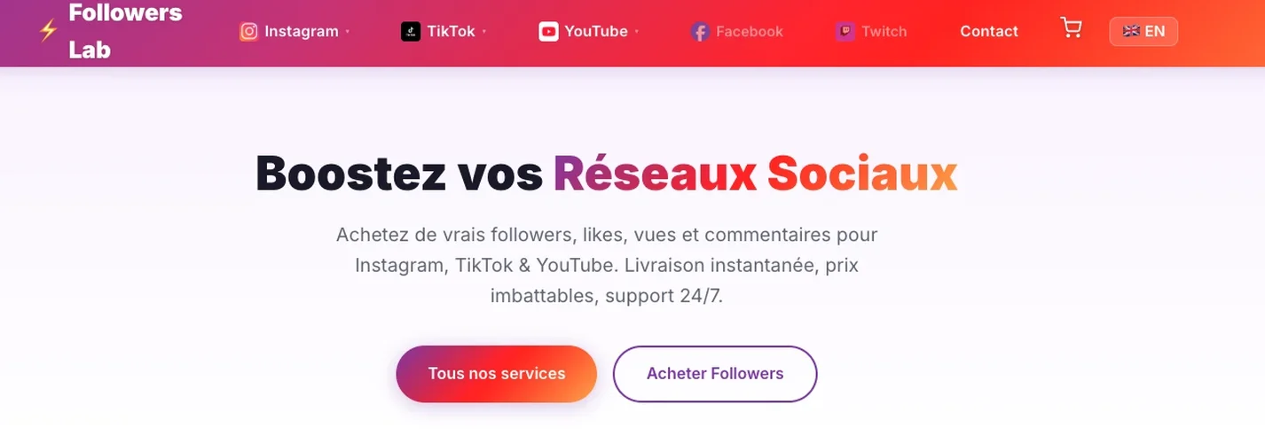 Followers Lab acheter followers Instagram pas cher 2026